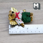 1:12 Scale Miniature Plush Bear with Golden Angel Wings, Movable Limbs, 2-1/2 inch tall, DIY Dollhouse Supply