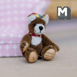 Miniature Plush Baby Bear with Toy Hat 1:12 Dollhouse Bear with Flexible Limbs 2-3/4 inch tall (from WMB) - H047