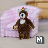 Miniature Plush Baby Bear with Toy Hat 1:12 Dollhouse Bear with Flexible Limbs 2-3/4 inch tall (from WMB) - H047