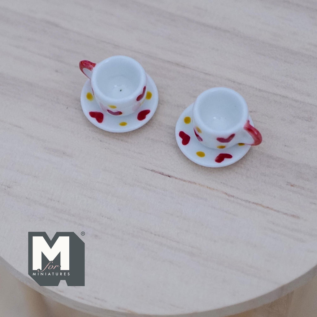 1:12 miniature ceramic coffee mug with handle tea cup 2 sets 4 pcs total - A076