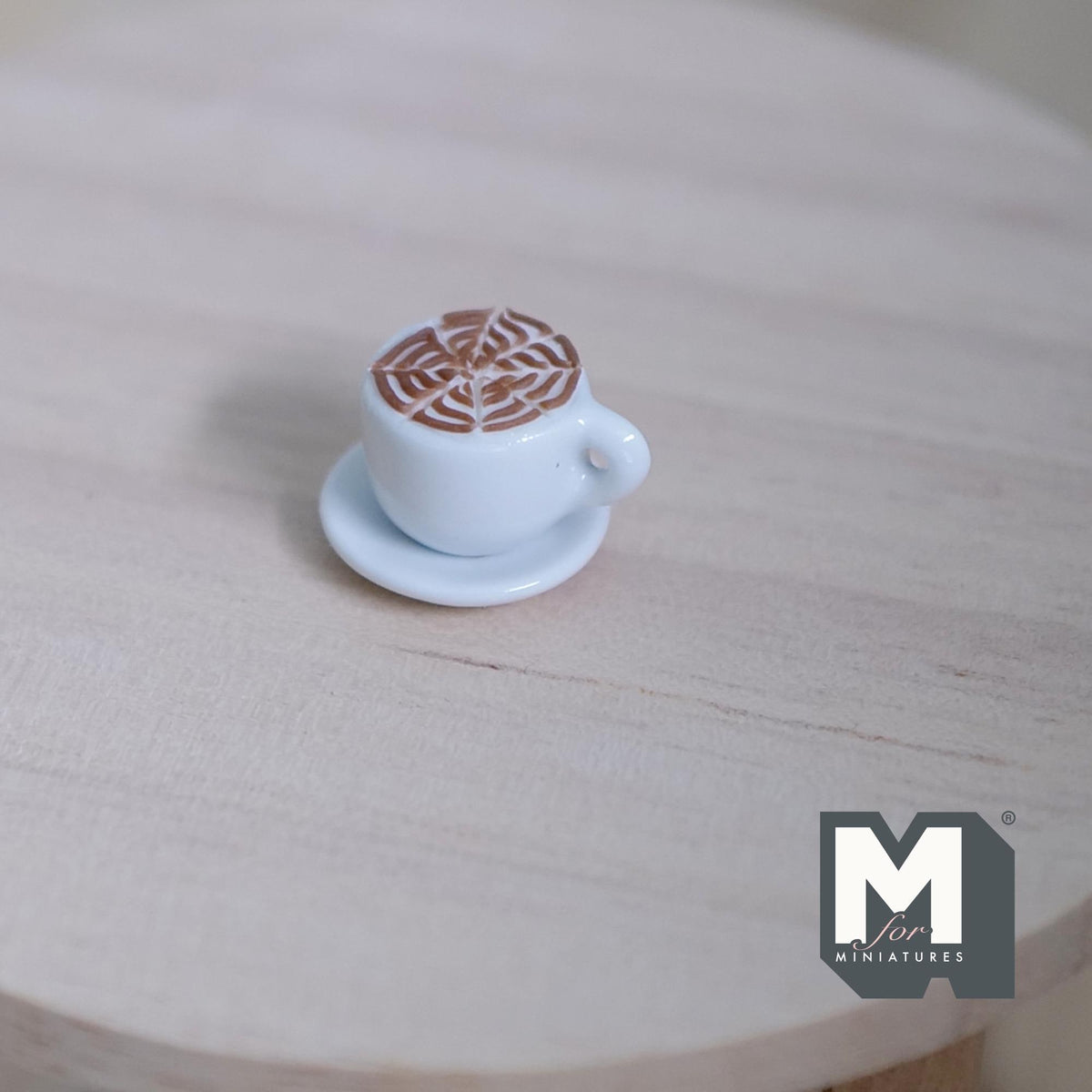 1:12 Scale Miniature Latte Coffee Cup with Saucer, 3/8 inch dia., DIY Dollhouse Supply