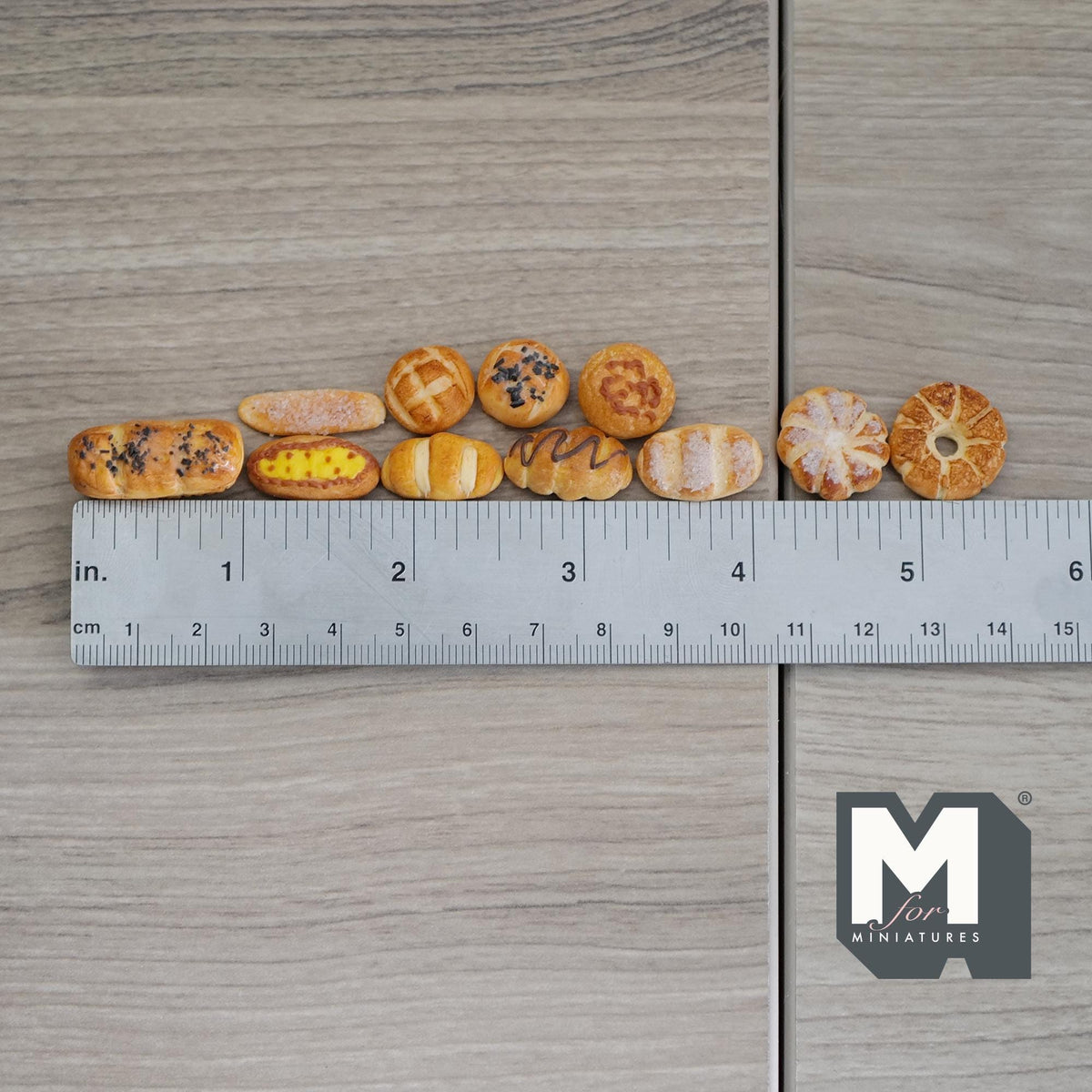 1:12 Scale Miniature Assorted Bakery Buns, Set of 11, DIY Dollhouse Supply (resin) (A)