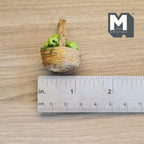 1:12 Scale Miniature Wicker Basket of Green Apples, Arched Handle, 1-3/8 inch tall, DIY Dollhouse Supply