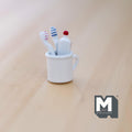 1:12 Scale Miniature Rinse Cup with Toothbrushes and Toothpaste, Set of 4, 3/4 inch long, DIY Dollhouse Supply (white)