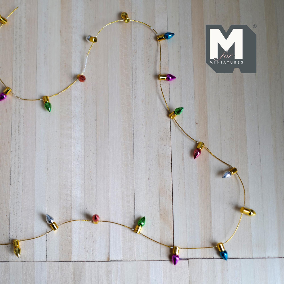 1:12 Scale Miniature Light Bulb Beads Chain with Gold String, Non Working, Cut to Length, 12 inch long