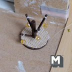 1:12 Scale Miniature Cat Tree with Scratching Posts and Ball Toys, 1-1/4 inch tall, DIY Dollhouse Supply (wood)