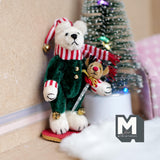 Miniature Christmas Plush Bear with Bear Themed Cane 1:12 Dollhouse Bear 3-3/8 inch tall (from WMB) - H047