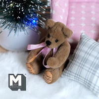 Miniature Plush Bear with Ribbon 1:12 Dollhouse Bear with Flexible Limbs 2-1/2 inch tall (from WMB) - H047