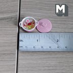 1:12 Scale Miniature Vegetable Soup in Metal Pot with Lid, 3/4 inch dia., DIY Dollhouse Supply (pink)