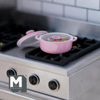 1:12 Scale Miniature Vegetable Soup in Metal Pot with Lid, 3/4 inch dia., DIY Dollhouse Supply (pink)