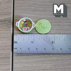 1/12スケール ミニチュア野菜スープ 蓋付き金属鍋 直径約1.9cm DIYドールハウス用（グリーン）
