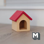 1:12 Scale Miniature Wood Dog House with Red Roof, 1-11/16 inch tall, DIY Dollhouse Supply