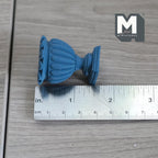 1:12 Scale Miniature Roman Style Pedestal Urn Vase, Fluted Sides, 1-9/16 inch tall, DIY Dollhouse Supply (cast resin) (blue)