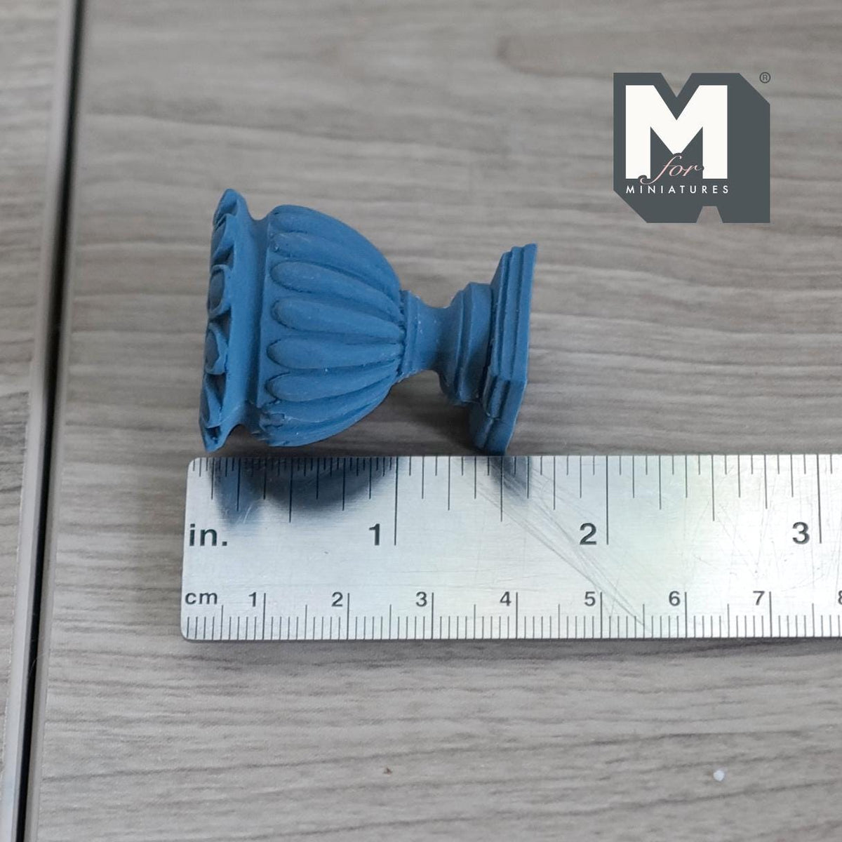1:12 Scale Miniature Roman Style Pedestal Urn Vase, Fluted Sides, 1-9/16 inch tall, DIY Dollhouse Supply (cast resin) (blue)