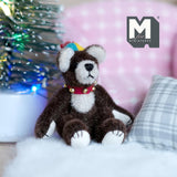 Miniature Plush Baby Bear with Toy Hat 1:12 Dollhouse Bear with Flexible Limbs 2-3/4 inch tall (from WMB) (white paws) - H047