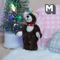 Miniature Plush Baby Bear with Toy Hat 1:12 Dollhouse Bear with Flexible Limbs 2-3/4 inch tall (from WMB) (white paws) - H047