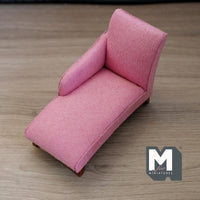 Miniature Chaise 1:12 Scale Dollhouse Chaise Longue Lounge Chair Daybed 5-3/4 inch long (fabric) (pink) - K013