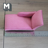 Miniature Chaise 1:12 Scale Dollhouse Chaise Longue Lounge Chair Daybed 5-3/4 inch long (fabric) (pink) - K013