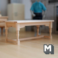 Miniature Dining Table Unfinished 1:12 Scale Dollhouse Dinner Table Unpainted Farmhouse Table 5-7/8 inch long (wood) -