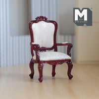 Dollhouse Victorian Armchair 1:12 Scale Miniature Furniture Dining Chair 3-13/16 inch tall (wood) - C015