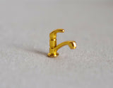 Dollhouse Faucet 1:12 Scale Miniature Metal Single Lever Handle Tap Spigot (gold) (A)- C051