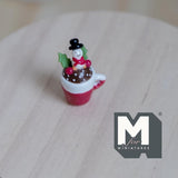 Miniature Snowman Hot Chocolate Christmas Themed Beverage 1:12 Scale Coffee Mug 1 inch tall - E095