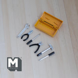 Miniature Toolbox and 5 Tools Set 1:12 Scale Dollhouse Metal Tool Box 1-1/4 inch long (yellow) - H035