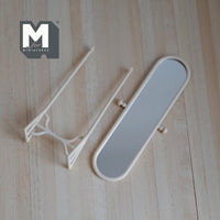 Miniature Full Length Mirror 1:12 Scale Dollhouse Cheval Mirror Standup Dresser Mirror 5-3/16 inch tall (metal) (beige) - D032