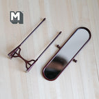 Miniatura in scala 1:12 specchio psiche a figura intera, ovale, supporto basculante, alto 5-3/16 inch, accessori fai da te per casa delle bambole (metallo) (marrone)