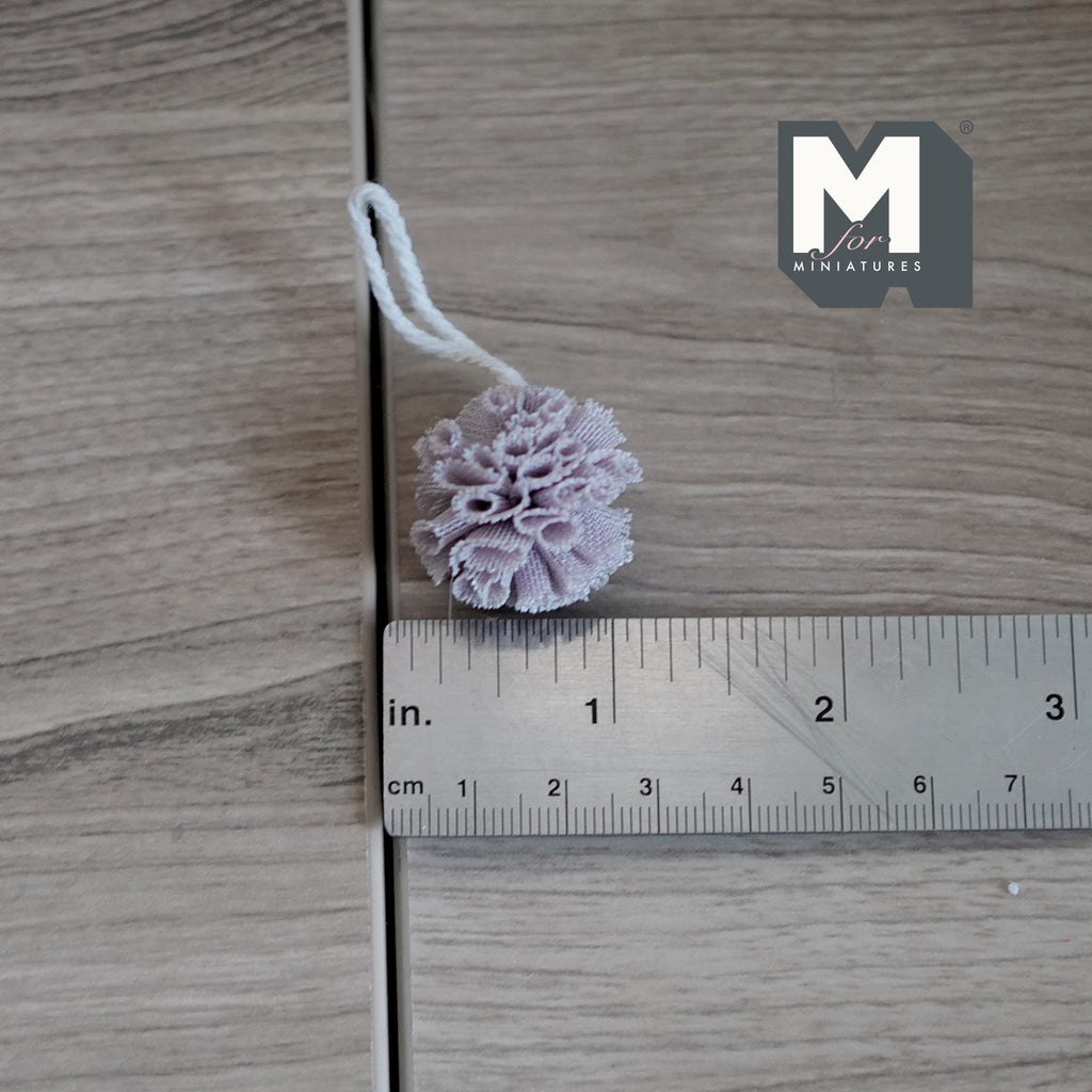 1:12 Scale Miniature Shower Loofah with Hanging Cord, 7/8 inch dia., DIY Dollhouse Supply (lilac)