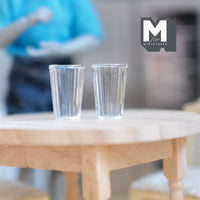 Miniature Water Glasses 1:6 Scale Miniature Water Cups Glasses Set of 2 , 13/16 inch tall - E081