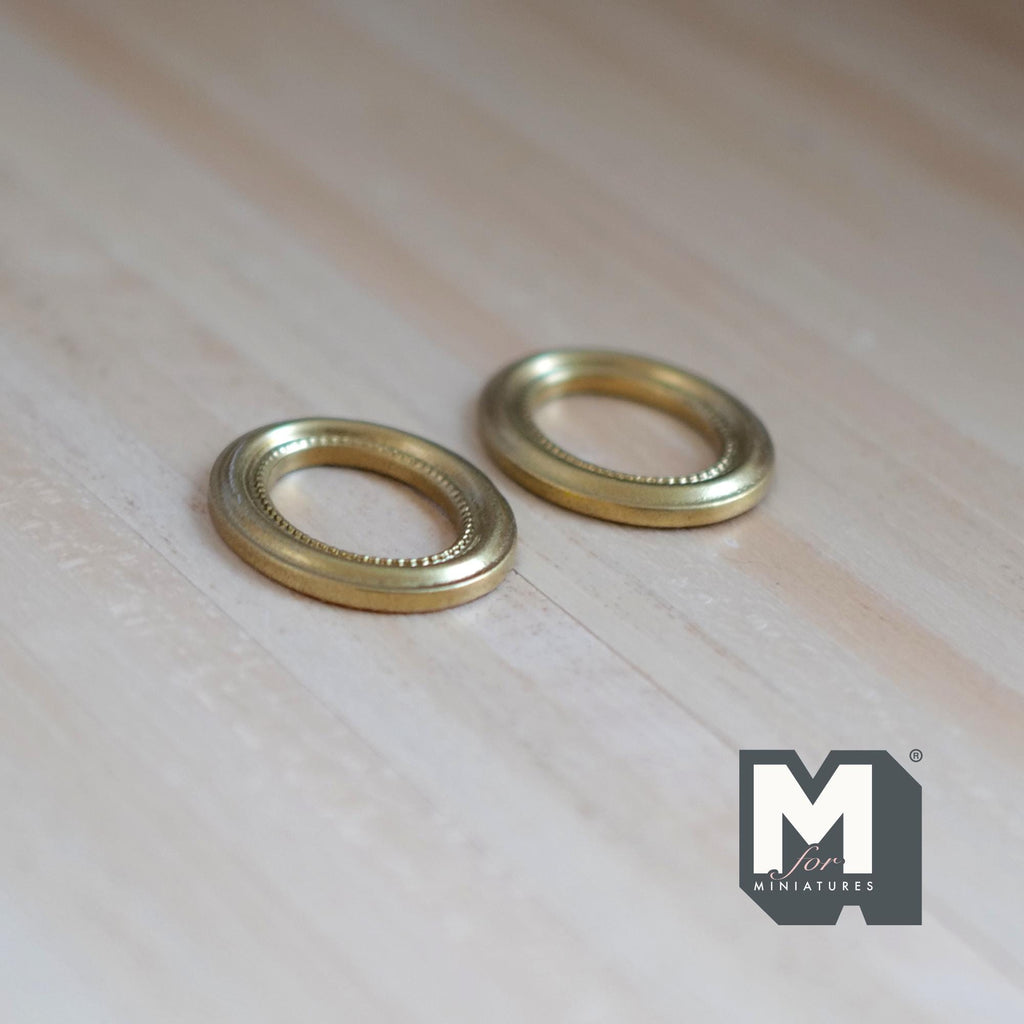 1:12 Scale Miniature Oval Photo Frames, Set of 2, 1-1/4 inch tall, DIY Dollhouse Supply (gold)