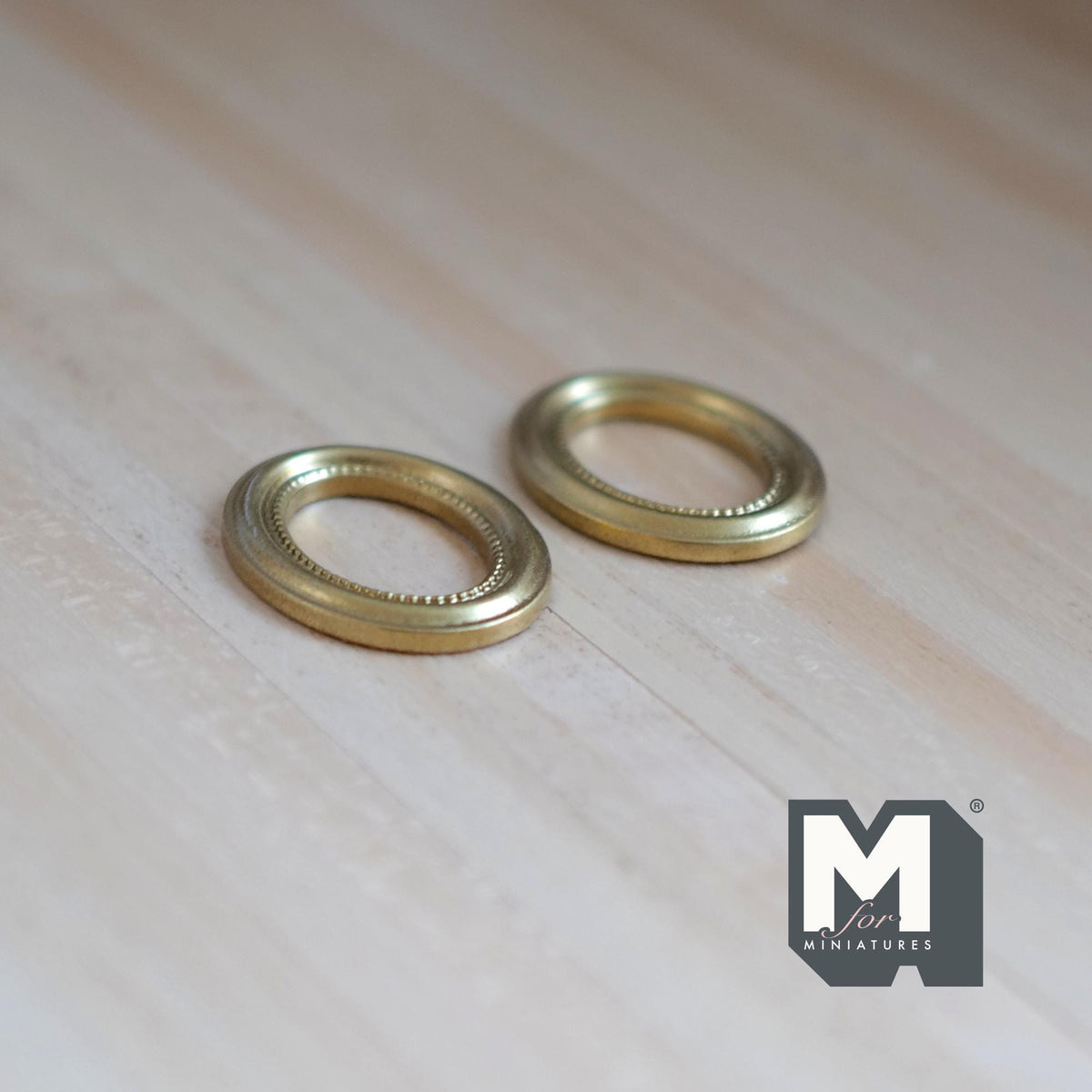 1:12 Scale Miniature Oval Photo Frames, Set of 2, 1-1/4 inch tall, DIY Dollhouse Supply (gold)