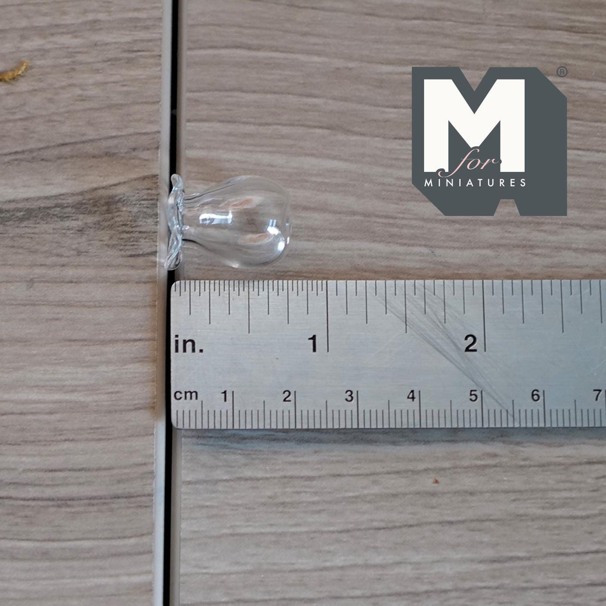 1:12 Scale Miniature Glass Pear Shaped Vase, Ruffled Rim, 13/16 inch tall, DIY Dollhouse Supply (clear)