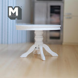 Dollhouse Round Pedestal Table 1:12 Scale Miniature Dining Table Dinner Table 3-7/8 inch dia. (white) - B004