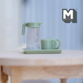 1:12 Scale Miniature Pitcher and Mugs with Tray, Set of 4, 7/8 inch tall, DIY Dollhouse Supply (green)