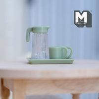 Miniature Pitcher Mugs and Tray 1:12 Scale Dollhouse Water Jug Miniature Cups Set of 4 (plastic) (green) - H033