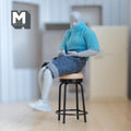 1:12 Scale Miniature Metal Bar Stool, Counter Height, Round Wood Seat, 2-1/4 inch tall, DIY Dollhouse Supply (black)