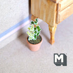 1:12 Scale Miniature Potted Ivy Plant on Stake, Variegated Leaves, Terracotta Pot, 1-3/4 inch tall, DIY Dollhouse Supply