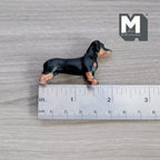 Miniature Standing Dachshund 1:12 Scale Weiner Dog 2-3/16 inch long (cast resin) (black and brown) - C055