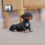 Miniature Sitting Dachshund 1:12 Scale Diorama Dog 1-7/8 inch long (cast resin) (black and brown) - C055