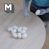 Miniature White Eggs 1:12 Scale Chicken Eggs Set of 10 (resin) (non edible) - E032