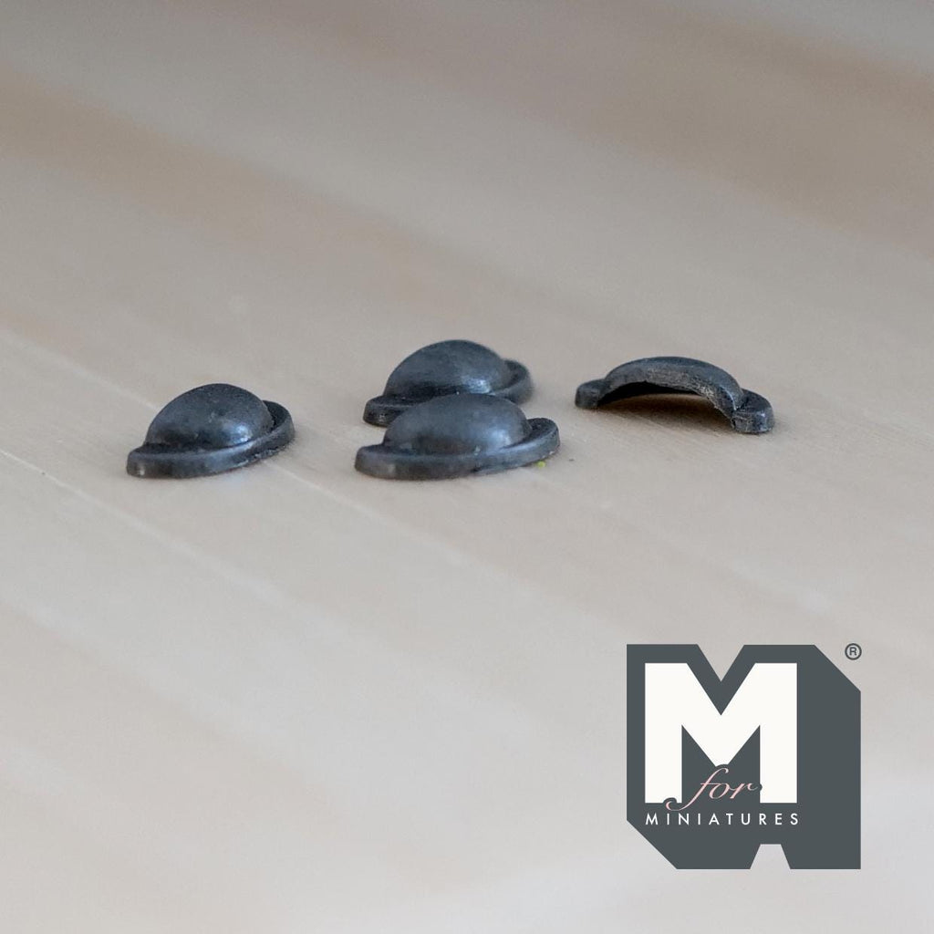 1:12 Scale Miniature Gray Half Moon Cabinet Pulls, Set of 4, 3/8 inch