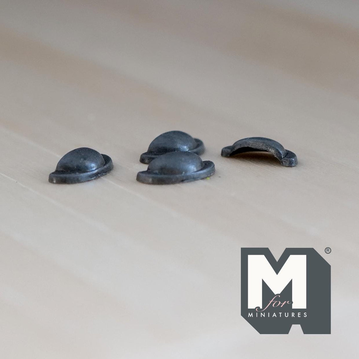 1:12 Scale Miniature Gray Half Moon Cabinet Pulls, Set of 4, 3/8 inch
