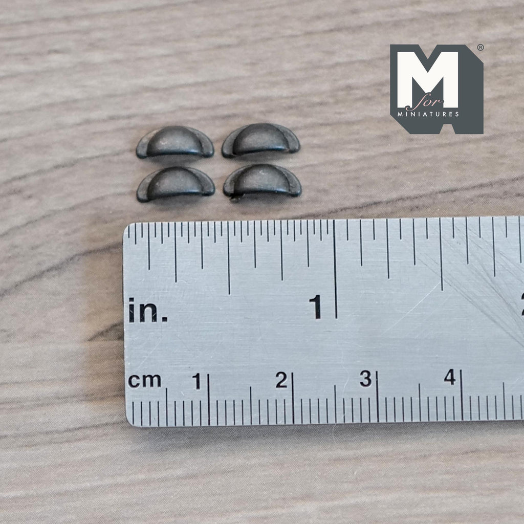 1:12 Scale Miniature Gray Half Moon Cabinet Pulls, Set of 4, 3/8 inch