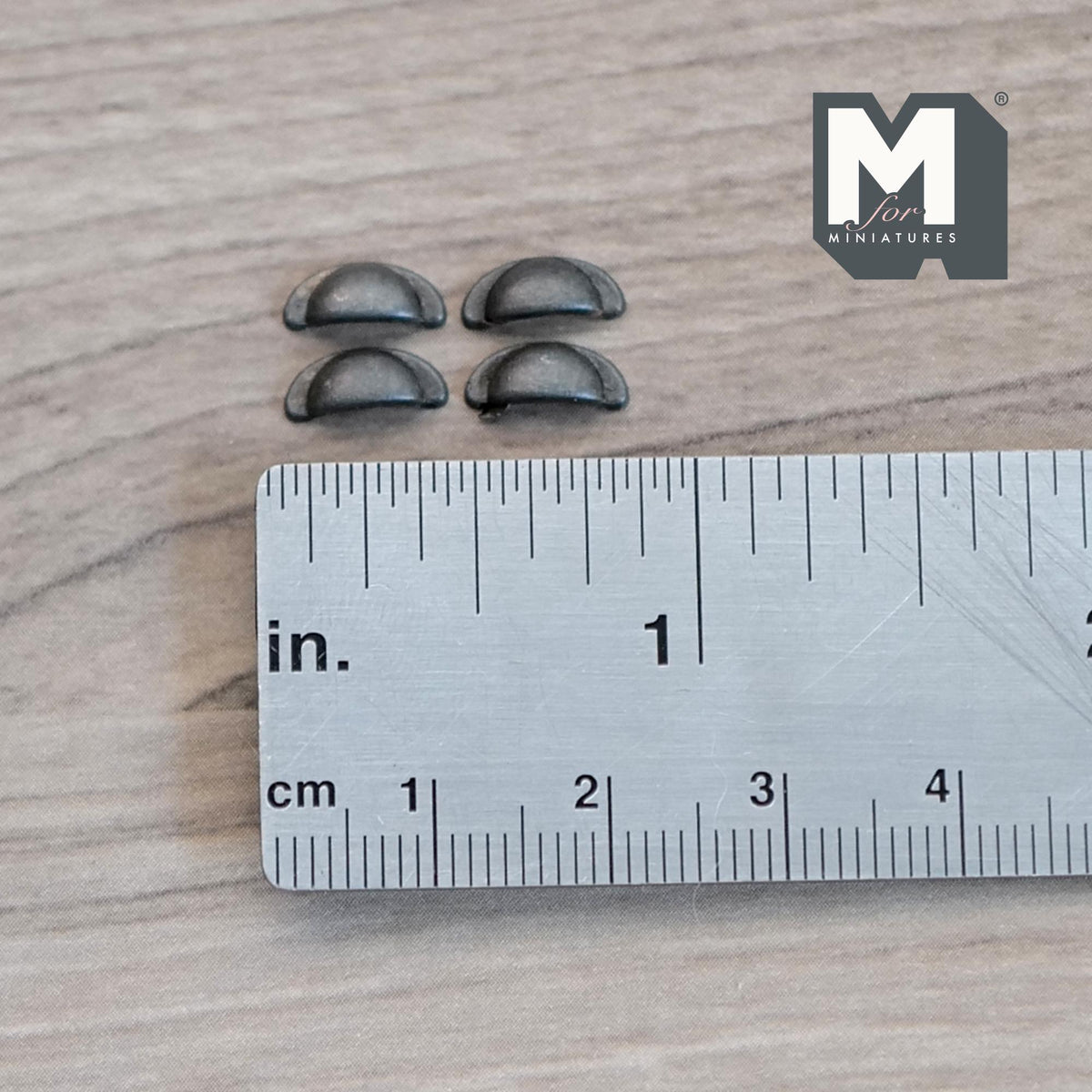 1:12 Scale Miniature Gray Half Moon Cabinet Pulls, Set of 4, 3/8 inch