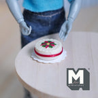 Gâteau de Noël miniature à l'échelle 1:12 avec poinsettia, 1,9 cm de diamètre, accessoire de maison de poupée DIY (résine) (non comestible)