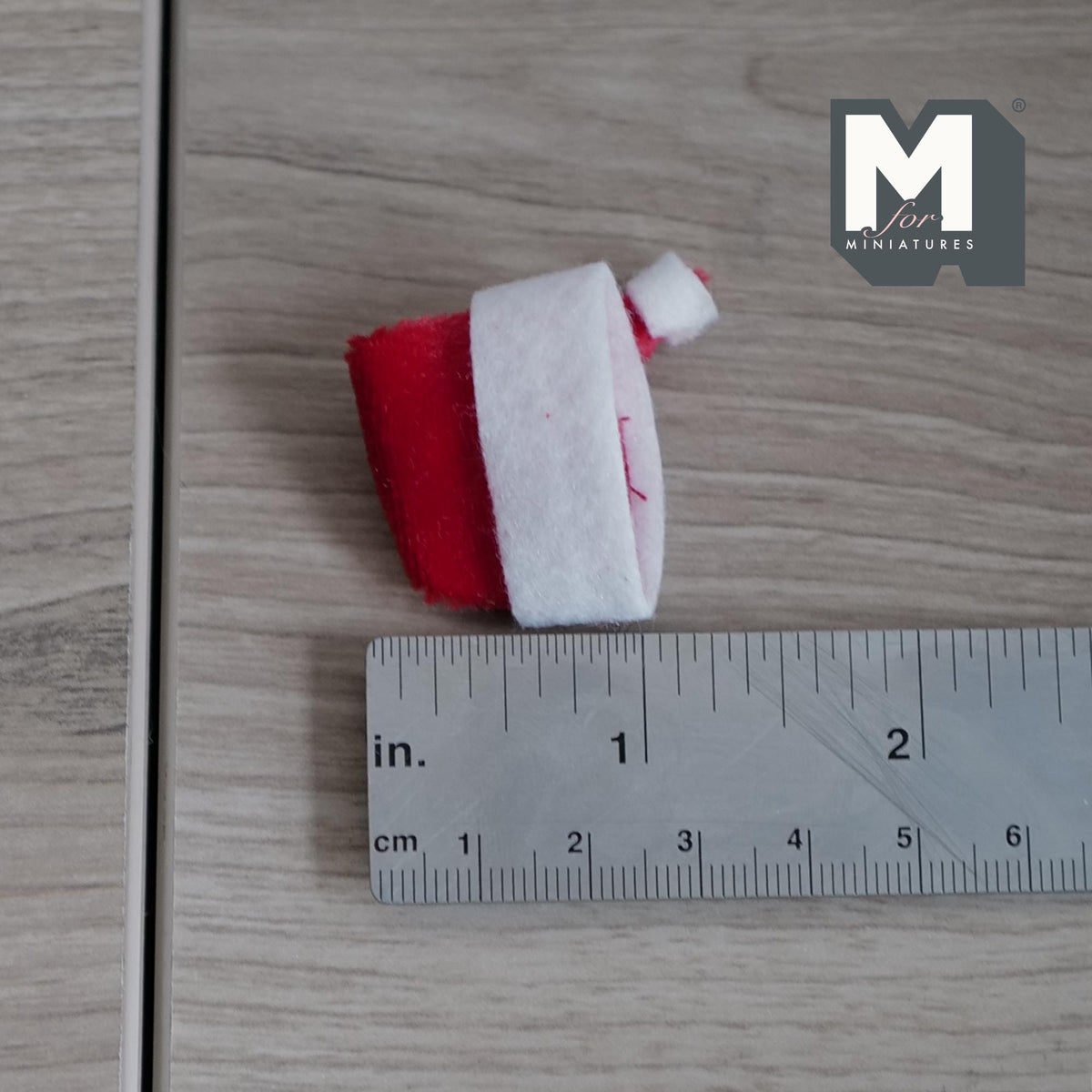 1:12 Scale Miniature Santa Hat with Pom Pom, 1 inch tall, DIY Dollhouse Supply (folded fabric)