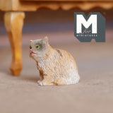 Miniature Orange Cat 1:12 Scale Dollhouse Supplies Animal Kitty Cat (cast resin) (orange) - C058