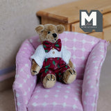 Miniature Plush Bear Dressed with Bow Tie 1:12 Dollhouse Bear 2-1/2 inch tall (from WMB) - H047